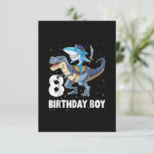 8-jarige jongen, 8-jarig jongetje Shark Dinosaur P Informatiekaartje (Staand voorkant)