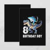 8-jarige jongen, 8-jarig jongetje Shark Dinosaur P RSVP Kaartje (Voorkant / Achterkant)