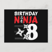 8-jarige Ninja Feest Sterren Kinderen 8e Verjaarda Briefkaart (Voorkant)