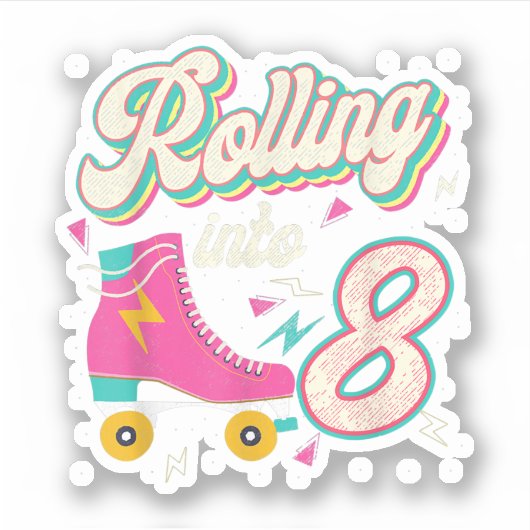 8-jarige Schaatsen met rolstoelrollen tot 8 jaar Sticker (Voorkant)
