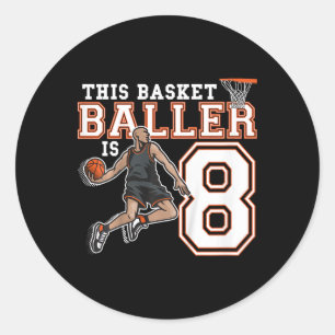 8-jarige skelet verjaardagsfeestje Hoops-speler 8e Ronde Sticker