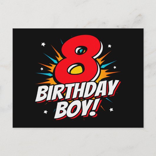 8-jarige superheld verjaardag jongen 8e verjaardag briefkaart (Voorkant)
