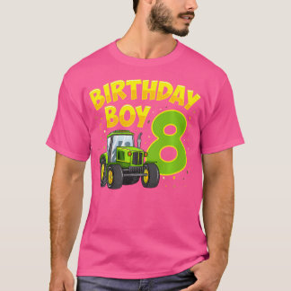 8-jarige verjaardag jongen 8 jaar oude boerderij v t-shirt