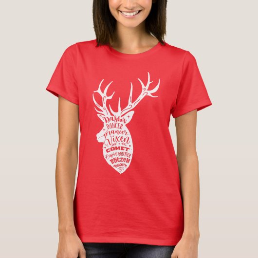 8 Kleine rendieren 🦌 Kerstmis 🎄 Santa's Deer T-shirt (Voorkant)
