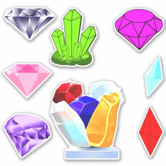 8 Kleurrijke Crystal Edelstenen (Jewel Designer) P Sticker (Voorkant)