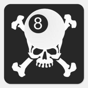 8 kogelschedel vierkante sticker