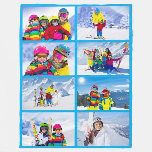 8 Landschapsfoto-rastercollage Azure Fleece Deken (Voorkant)