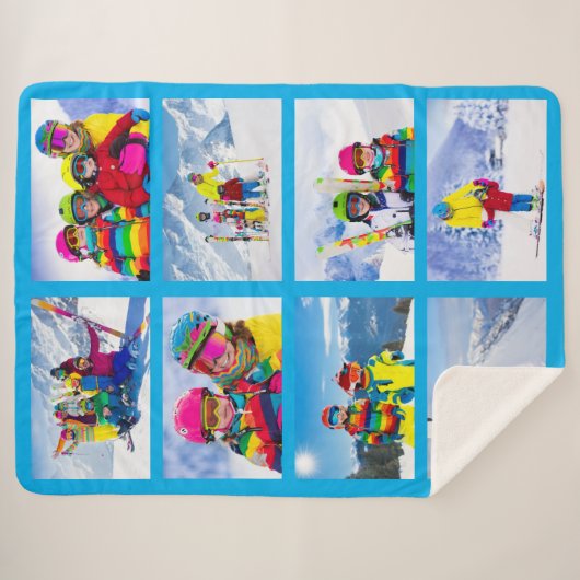 8 Landschapsfotocollage Azure Sherpa Deken (Voorkant (horizontaal))