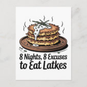 8 Latkes 8 Excuses om Latkes Joodse Chanoeka te et Uitnodiging Briefkaart (Voorkant)
