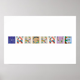 8-letter naam bordspel alfabet poster