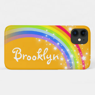 8 letternaam regenboogsterren oranje lucht iPhone 11 hoesje