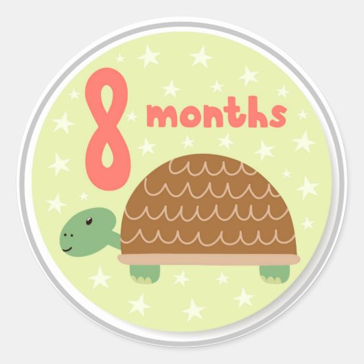 8 Maanden Baby Milestone Classic Ronde Sticker (Voorkant)