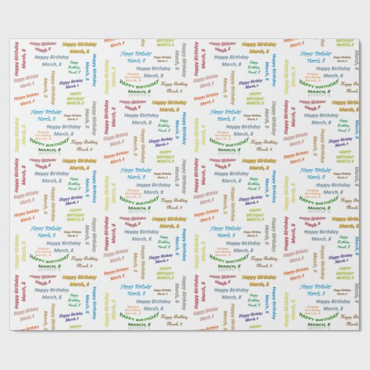 8 maart, cadeaupapier voor thuisdag (Vlak)