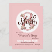 8 maart Floral Women's Day Invitation Kaart (Voorkant / Achterkant)