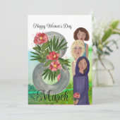 8 maart: Gelukkige Vrouwendag Feestdagenkaart (Staand voorkant)