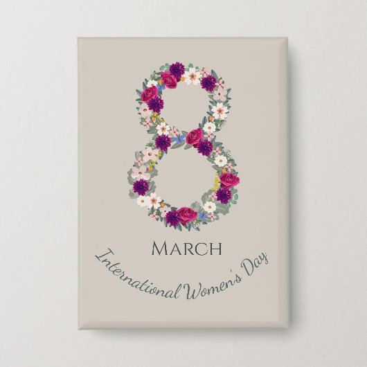 8 maart Internationale Vrouwendag Button (Voorkant)