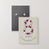 8 maart Internationale Vrouwendag Button (Voorkant / Achterkant)