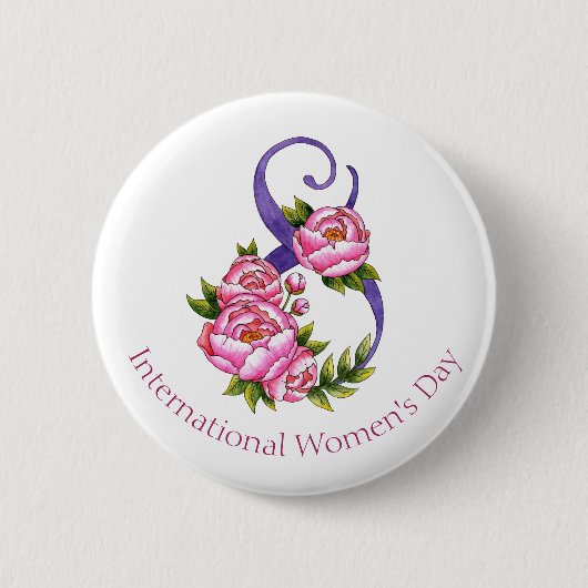 8 maart Internationale Vrouwendag Button (Voorkant)
