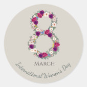 8 maart Internationale Vrouwendag Button Ronde Sticker (Voorkant)