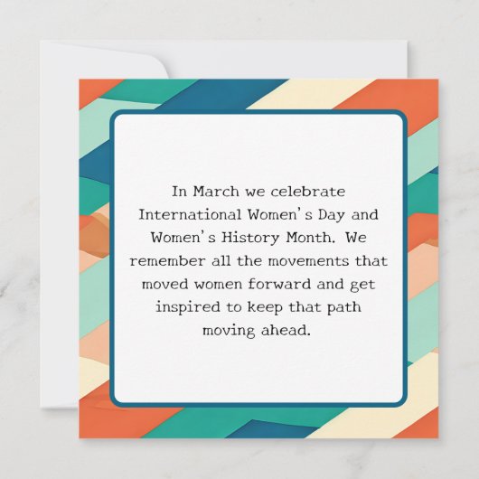 8 maart Internationale Vrouwendag Kaart (Achterkant)