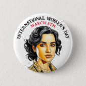 8 maart Internationale Vrouwendag Ronde Button 5,7 Cm (Voorkant)