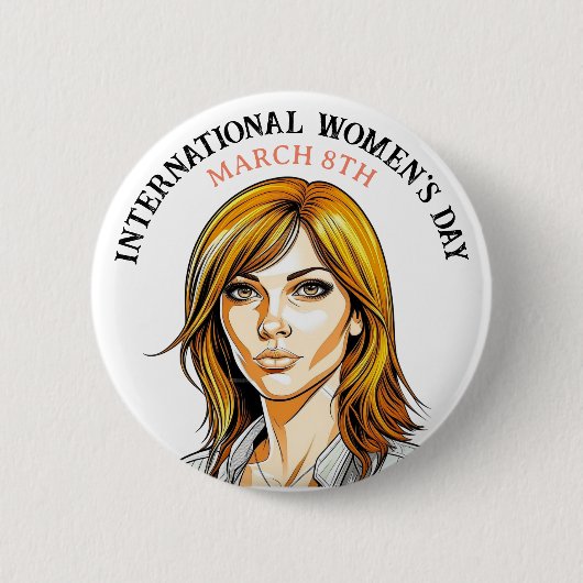 8 maart Internationale Vrouwendag Ronde Button 5,7 Cm (Voorkant)