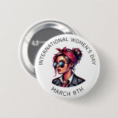 8 maart Internationale Vrouwendag Ronde Button 5,7 Cm (Voorkant /achterkant)
