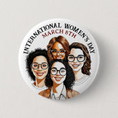 8 maart Internationale Vrouwendag Ronde Button 5,7 Cm (Voorkant)