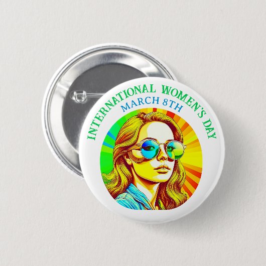 8 maart Internationale Vrouwendag Ronde Button 5,7 Cm (Voorkant /achterkant)