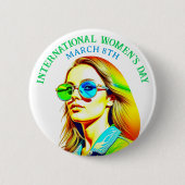 8 maart Internationale Vrouwendag Ronde Button 5,7 Cm (Voorkant)