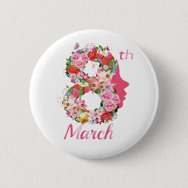 8 maart Internationale Vrouwendag Ronde Button 5,7 Cm