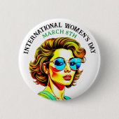 8 maart Internationale Vrouwendag Ronde Button 5,7 Cm (Voorkant)