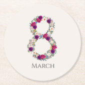 8 maart Internationale Vrouwendag Ronde Kartonnen Onderzetter (Voorkant)
