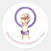8 maart Internationale Vrouwendag Ronde Sticker (Voorkant)
