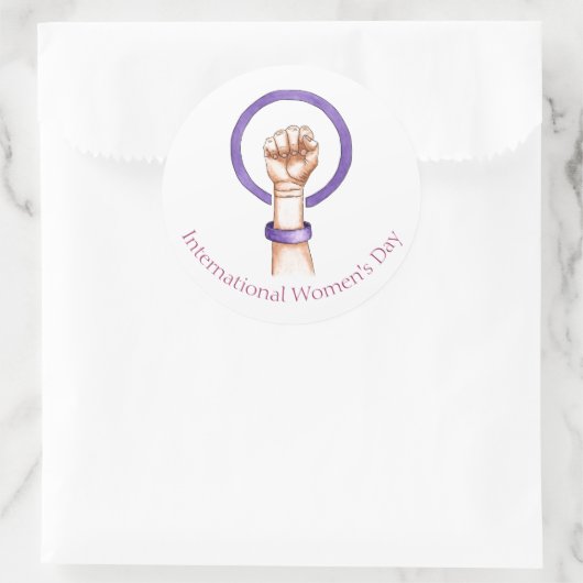 8 maart Internationale Vrouwendag Ronde Sticker (Tas)