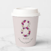 8 maart Internationale Vrouwendag viering Papieren Bekers (Achterkant)