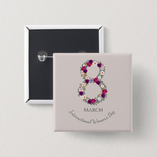 8 maart Internationale Vrouwendag Vierkante Button 5,1 Cm (Voorkant /achterkant)