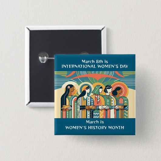 8 maart Internationale Vrouwendag Vierkante Button 5,1 Cm (Voorkant /achterkant)