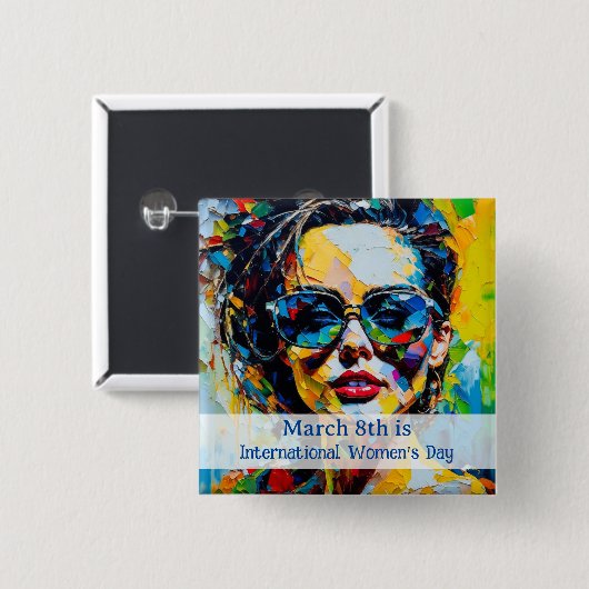 8 maart Internationale Vrouwendag Vierkante Button 5,1 Cm (Voorkant /achterkant)