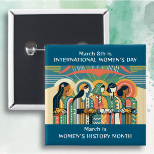 8 maart Internationale Vrouwendag Vierkante Button 5,1 Cm