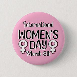 8 maart is het Internationale Vrouwendag IWD Ronde Button 5,7 Cm