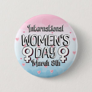 8 maart is het Internationale Vrouwendag IWD Ronde Button 5,7 Cm