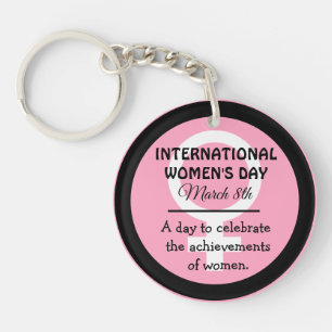 8 maart is Internationale Vrouwendag roze Sleutelhanger