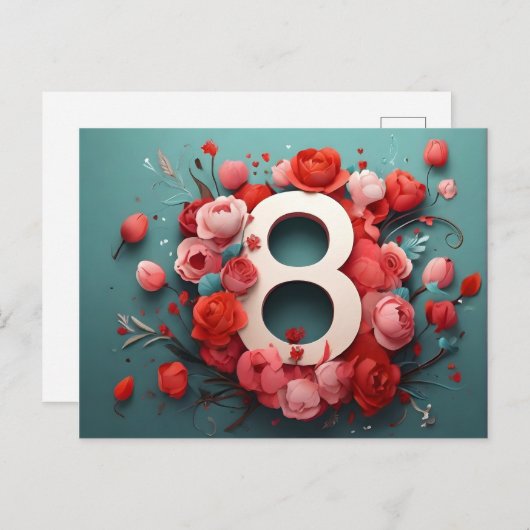 8 maart ontwerp briefkaart (Voorkant / Achterkant)