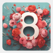 8 maart ontwerp vierkante sticker (Voorkant)