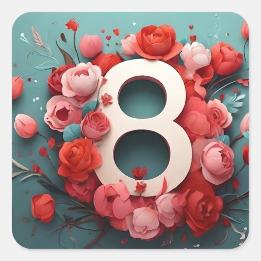 8 maart ontwerp vierkante sticker (Voorkant)