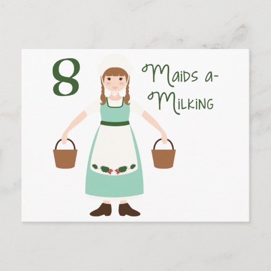 8 Maids-A-Milking Briefkaart (Voorkant)