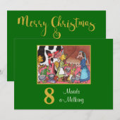 8 Maids a Milking Cute Animals Custom Kerstmis Feestdagenkaart (Voorkant / Achterkant)