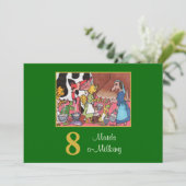 8 Maids a Milking Cute Animals Custom Kerstmis Feestdagenkaart (Staand voorkant)