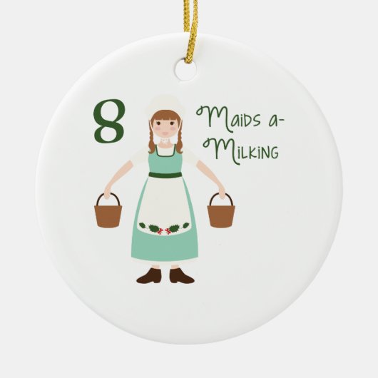 8 Maids-A-Milking Keramisch Ornament (Voorkant)